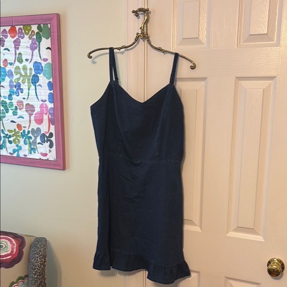 Denim Dress with Ruffle Hem